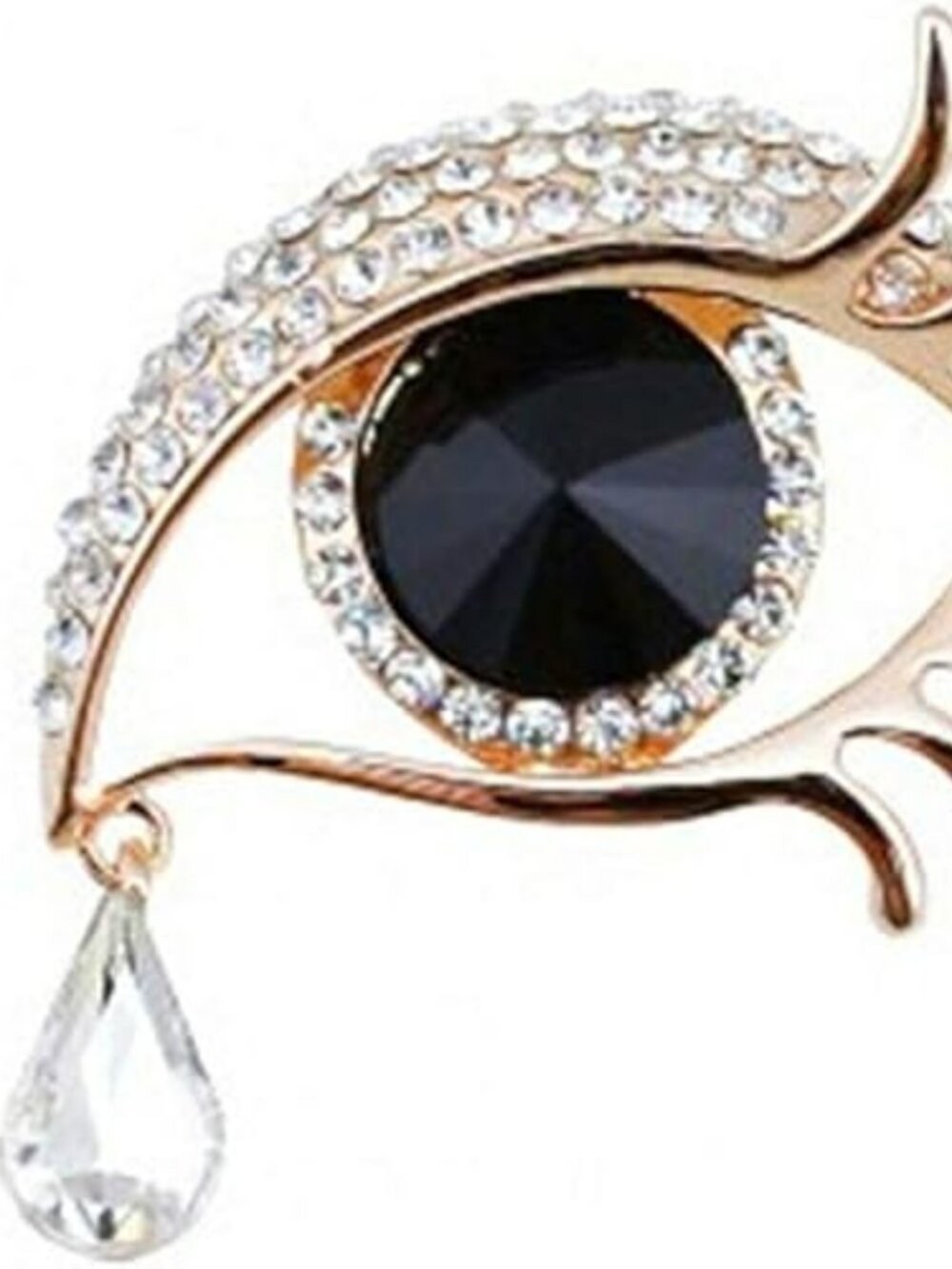 Angel Tears Brooch Pin Elegant Rhinestone Sapphire Big Eyes Alloy Long Eyelash